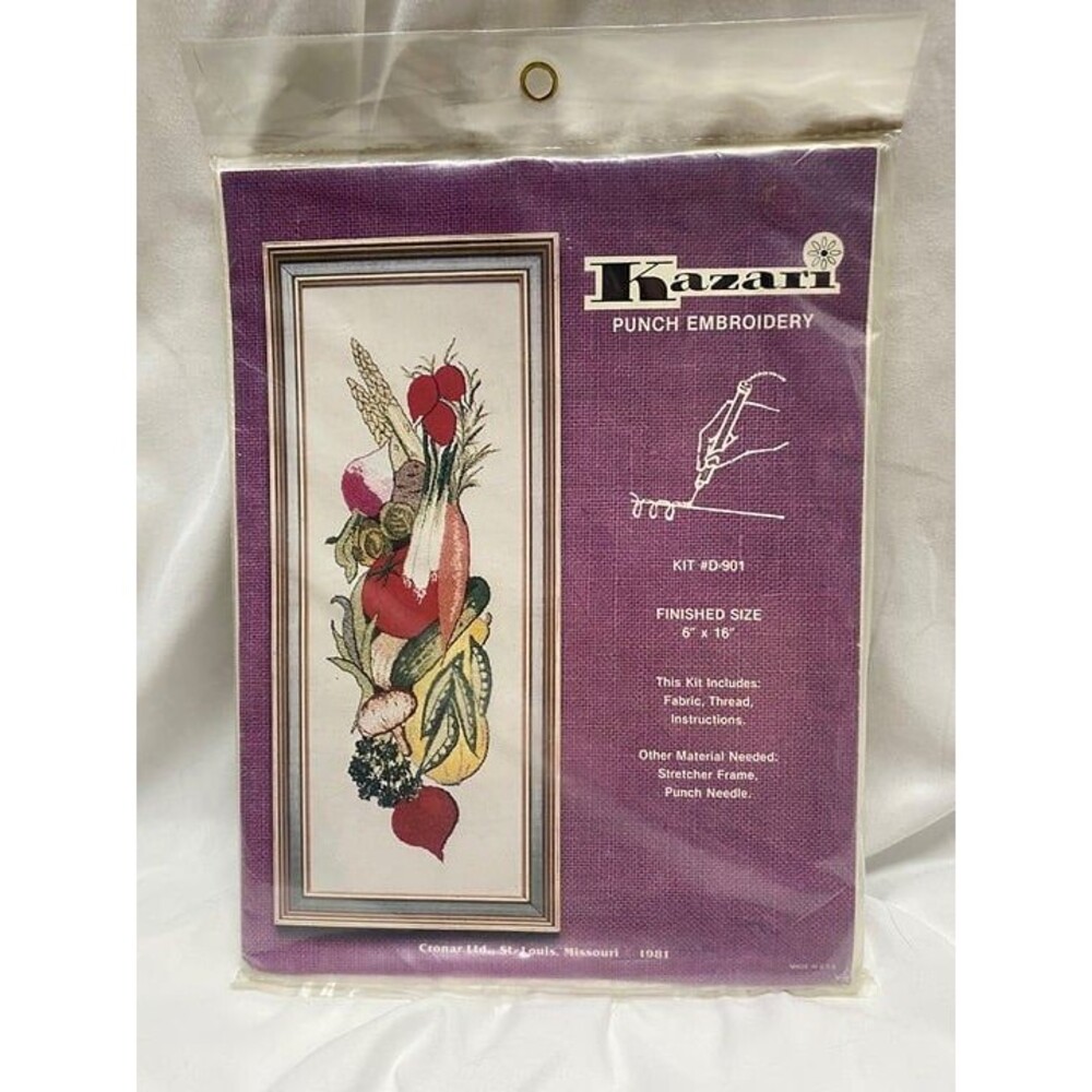 8A* Kazari Punch Embroidery Kit #D-901 featuring a vertical vegetable garden